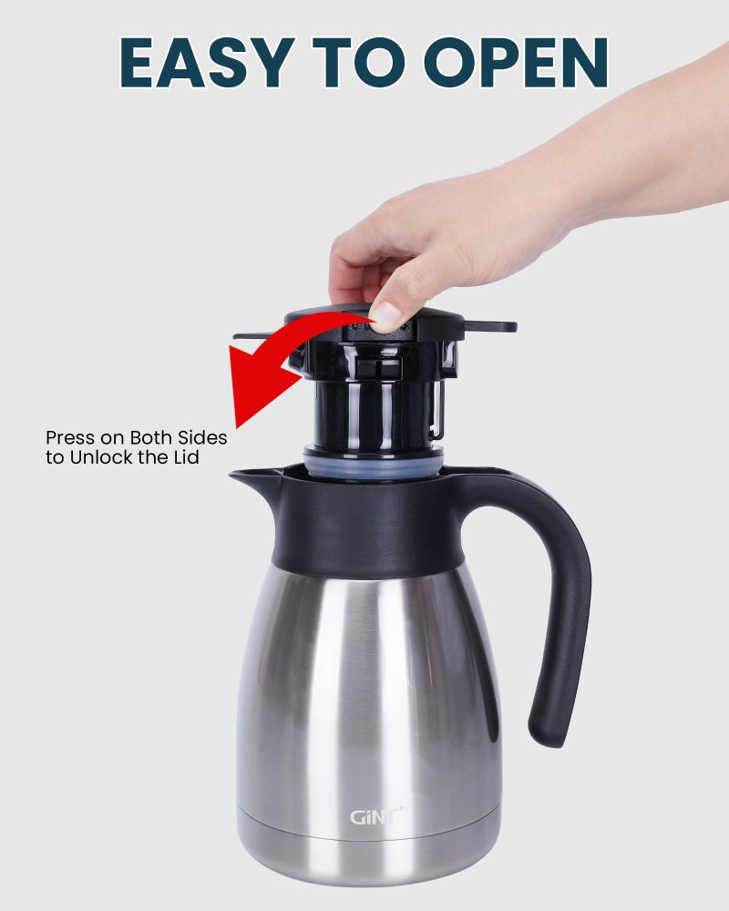 GiNT 34Oz Thermal Coffee Carafe, Insulated Stainless Steel Coffee Carafes for Keeping Hot/Double Walled Vacuum Coffee Carafe (Silver, 1L) - Image 5